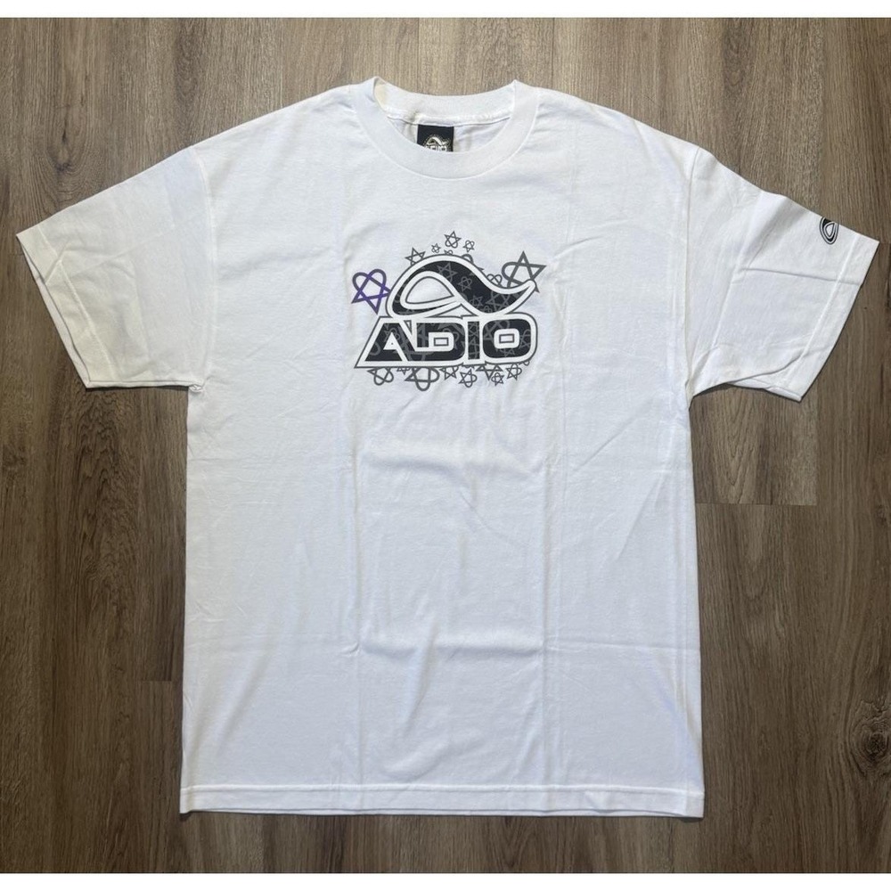 Vintage Y2K Adio Skater White HIM Heartagram Logo‎ T Shirt Size L